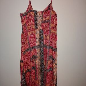 Old Navy Vibrant Pink and Black Midi Dress